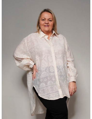 Chemise oversize beige à détails - 1816 l'achat 