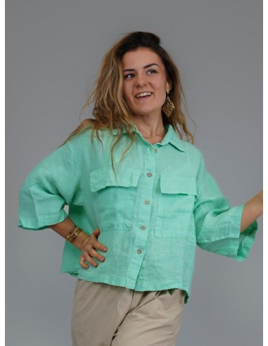 Veste en lin turquoise - 1043 votre