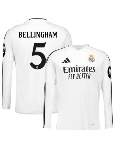 Maillot Real Madrid Domicile 2024 2025 Bellingham Manches Longues de pas cher